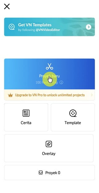 Cara Mengubah Aspek Rasio Video di Aplikasi VN - Proyek baru