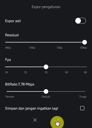 Cara Mengubah Aspek Rasio Video di Aplikasi VN - centang